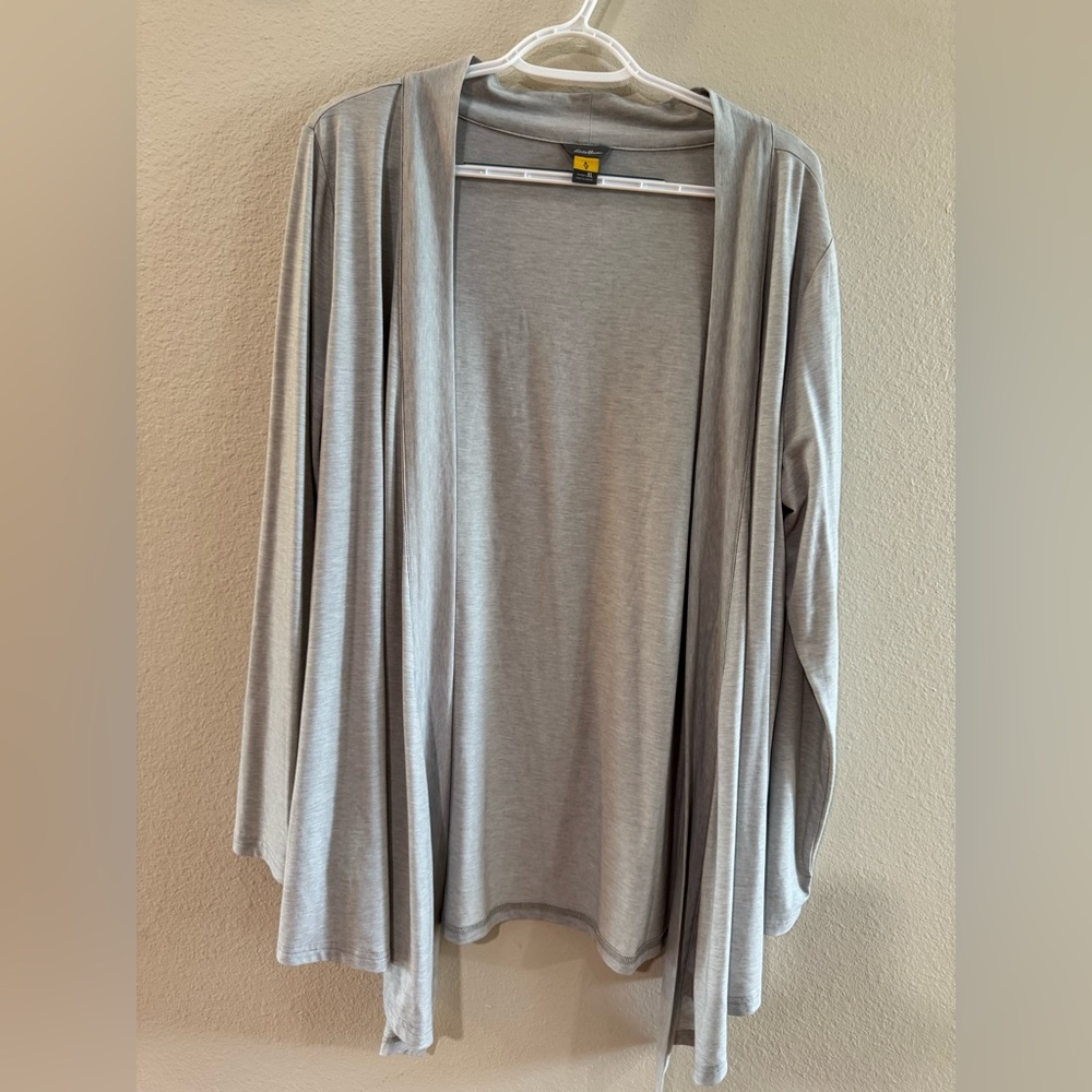 Eddie Bauer Light Gray Open Front Women's Cardigan